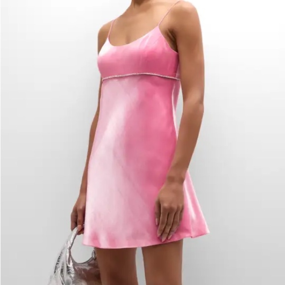 LoveShackFancy Pink Tie-Dye Slip Dress